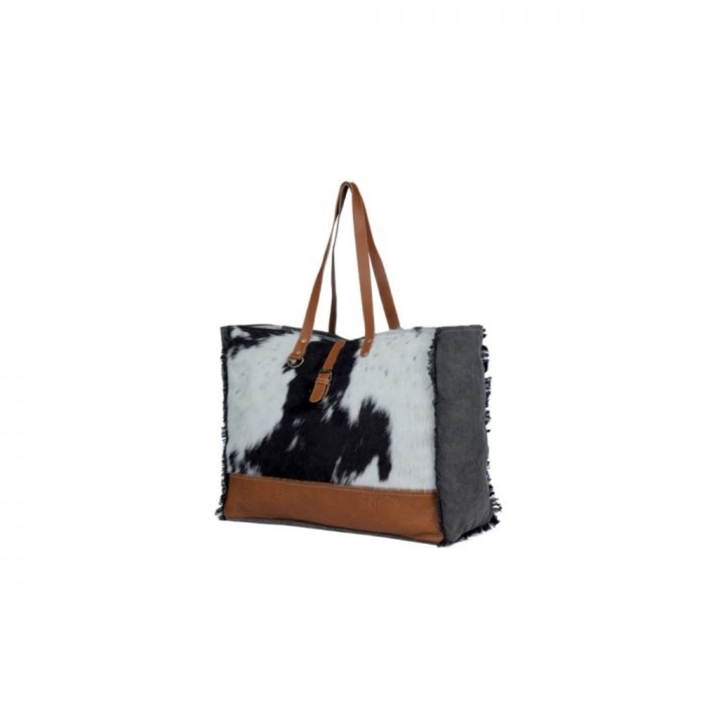 Western Cowhide Leather Tote Bag Boho Shoulder Purse Everyday Carryall Weekender - Picture 5 of 8